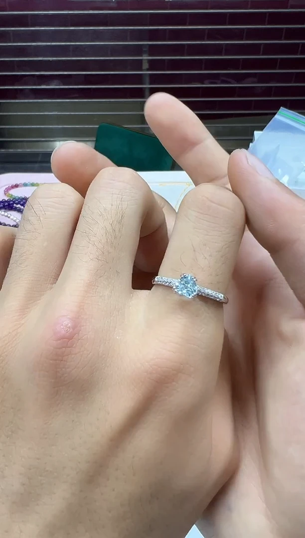 银S925镶嵌戒圈海蓝宝石1223m086多样性发其一