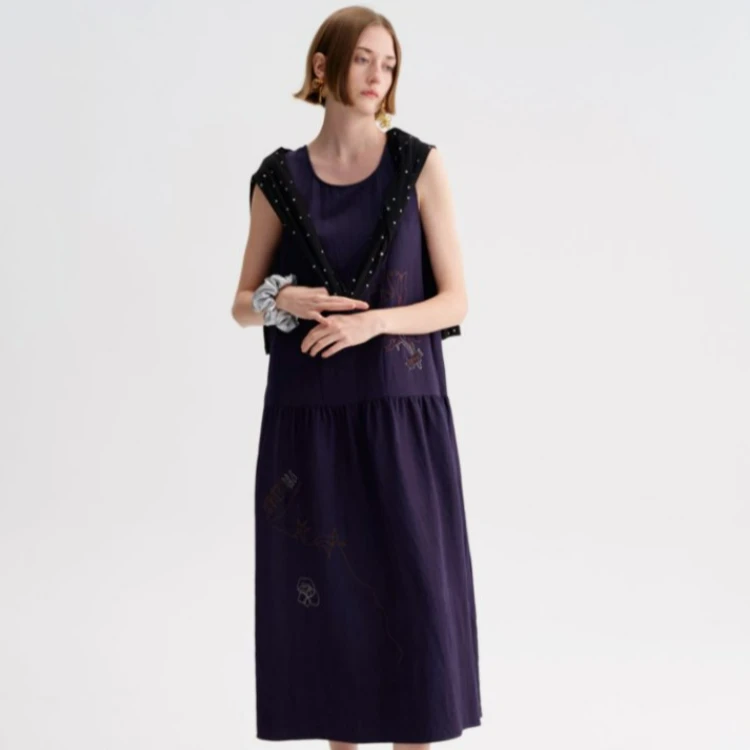 【茉舍】 HI TO HI Hi 咖色花朵牛仔裙H5390-1188