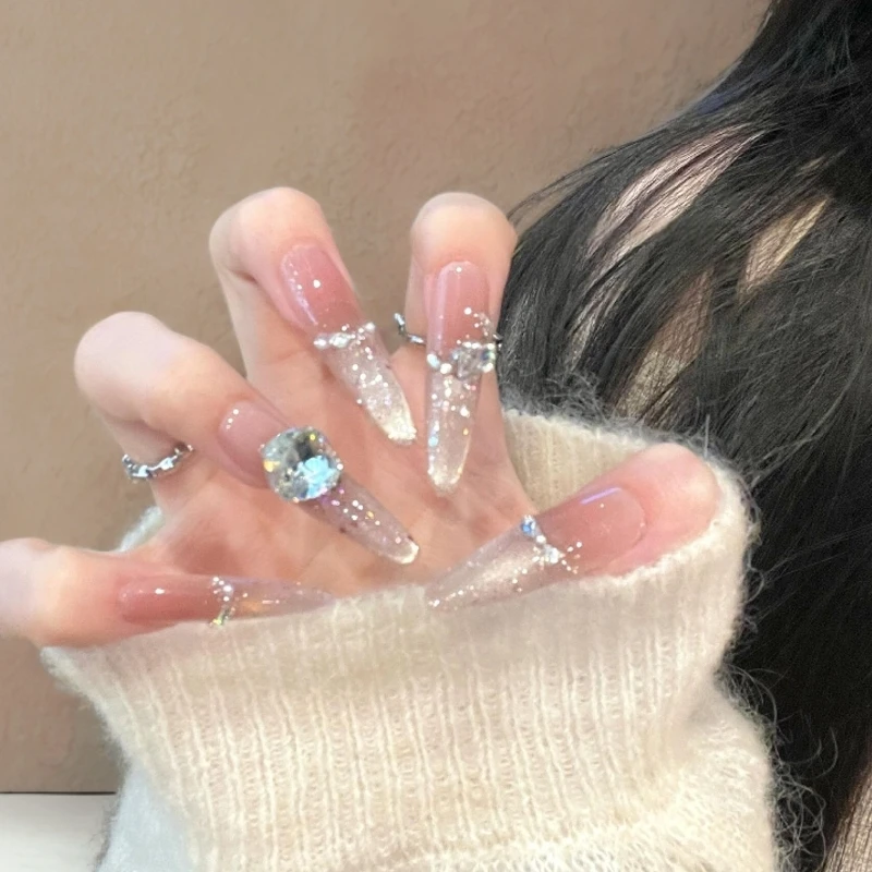 【冰莓式】冰透碎钻爆闪猫眼美甲新款穿戴甲千金感气质2025最火爆款