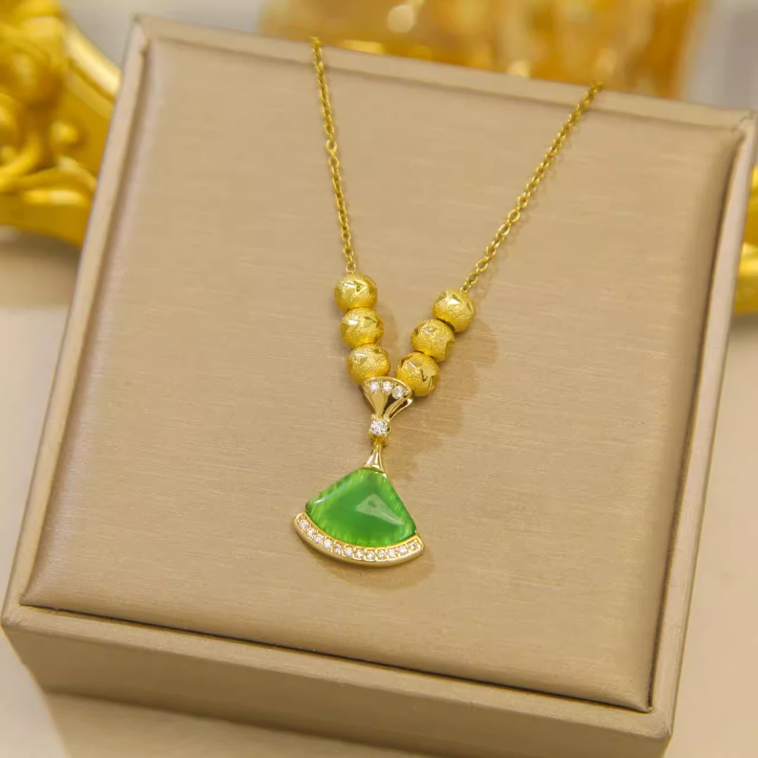 钛钢亚克力项链 猫眼石小项链女百搭个性气质钛钢锁骨链小众设计