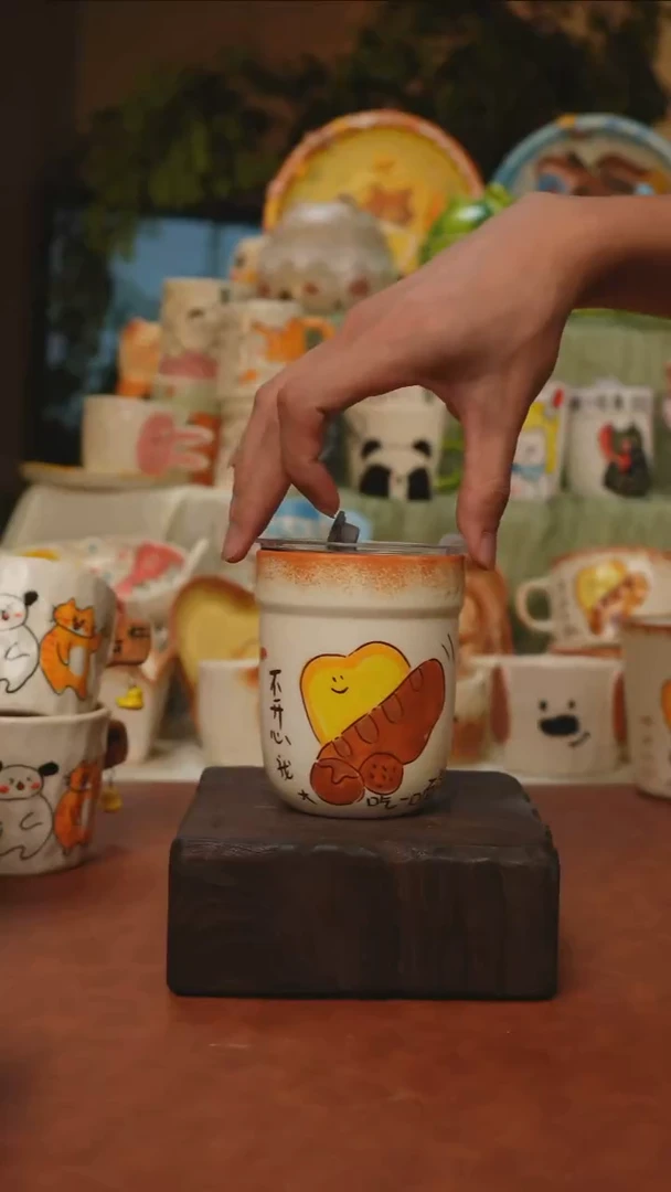杯子景德镇一休瓷屋 面包宽口随行杯