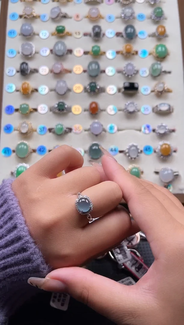 【闪购商品】翡翠戒指银S925镶嵌天然A货翡翠戒指