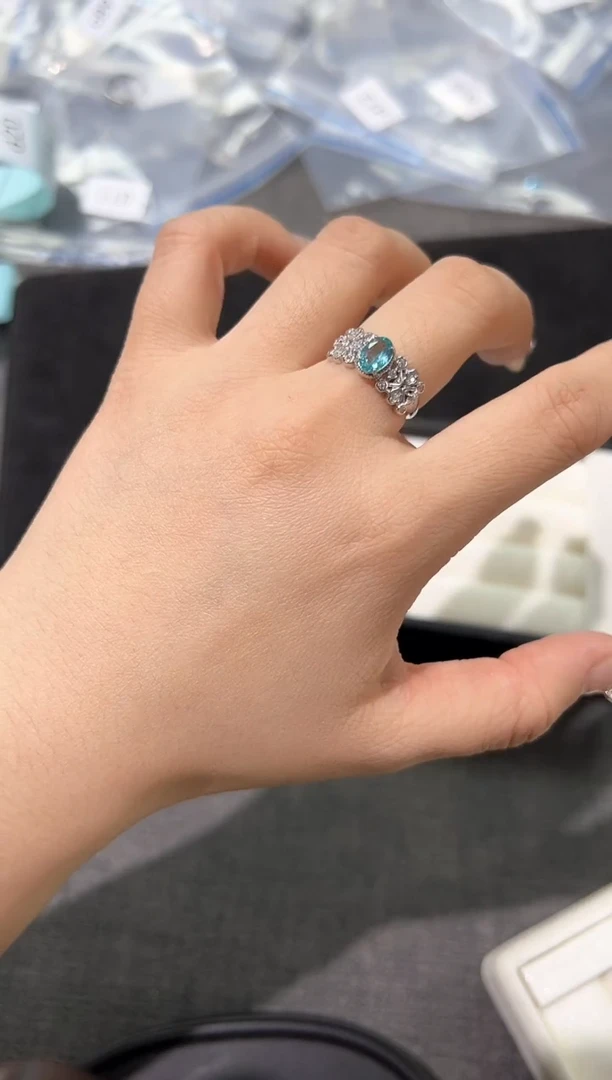 银S925镶嵌磷灰石戒指14d多样发其一【1个】