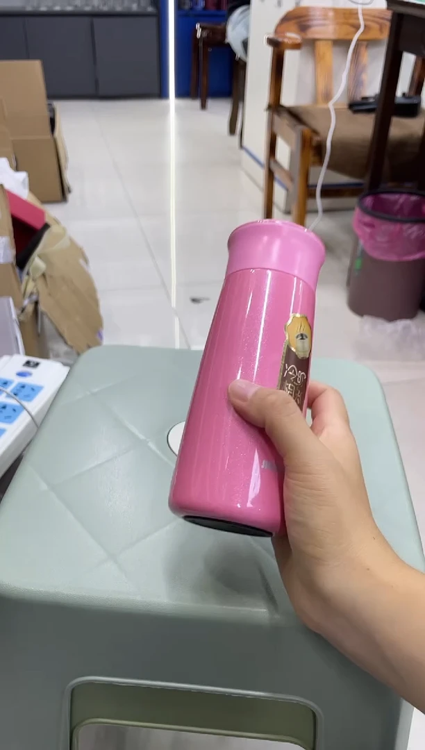 高硼硅玻璃无手柄款新家园保温杯7372-玫红无盒