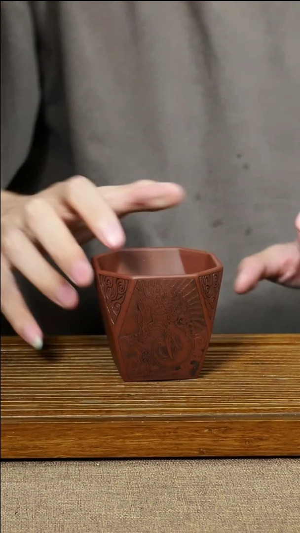 茶杯紫砂南柯记全手刻太平有象杯
