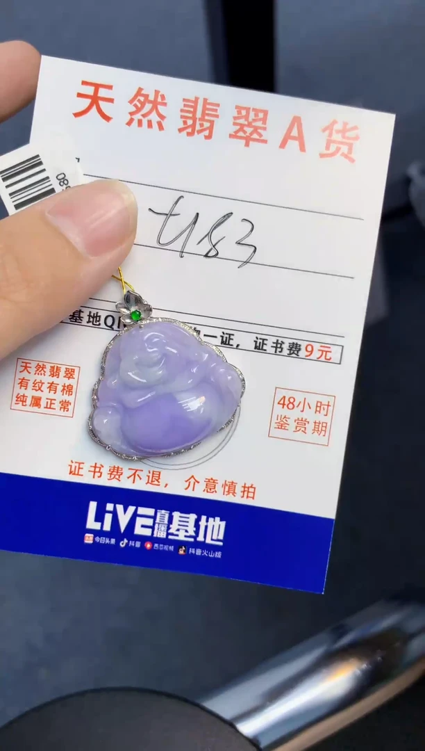 颈饰18K金镶嵌翡翠天然缅甸A货翡翠百元以上9元证书费自理