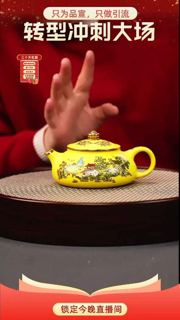 茶壶紫砂黄金砂 寒江 忆江南珐琅彩