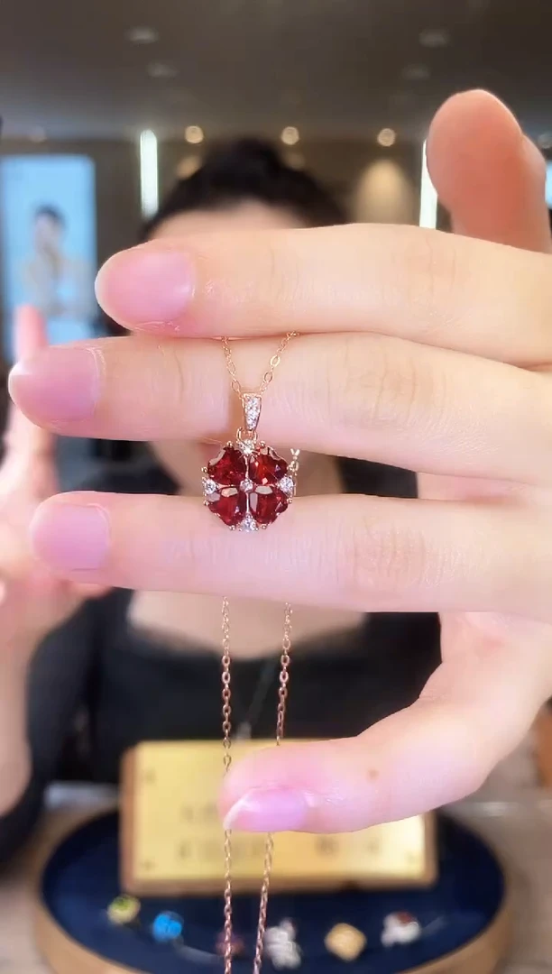 【闪购商品】石榴石项链银S925镶嵌09