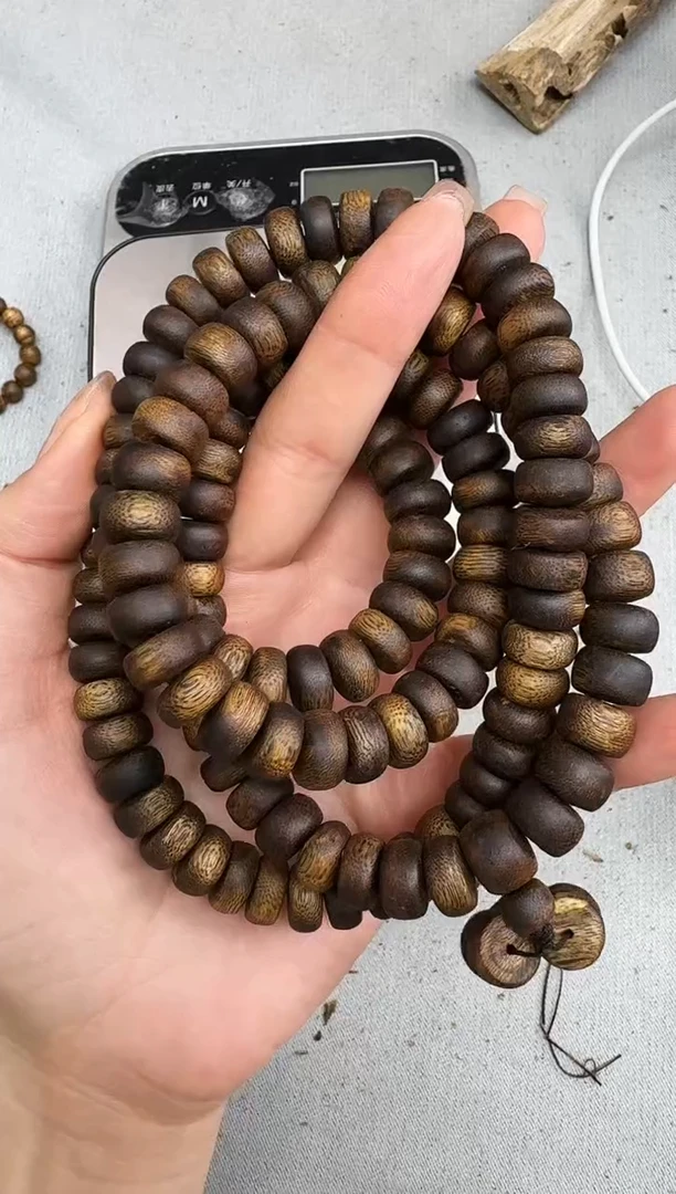 沉香手串1233紫棋算盘珠双圈+1克海南虫漏精油多样性发一