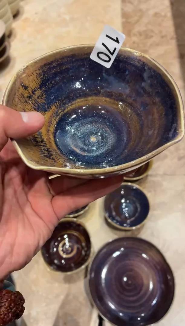 瓷片氵170 微瑕满天星四饭碗1个