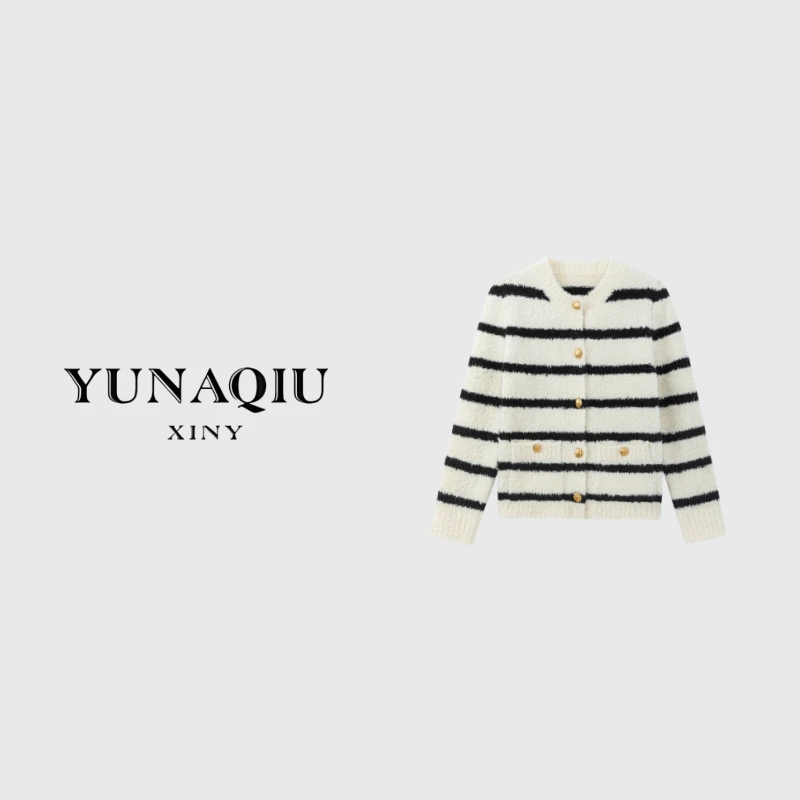 YUNAQIU-女装时尚百搭设计师圆领针织衫-8635