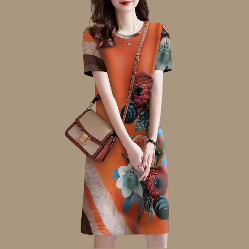 9320百花争艳提花宽松气质连衣裙休闲设计师优雅显瘦裙子时尚个性