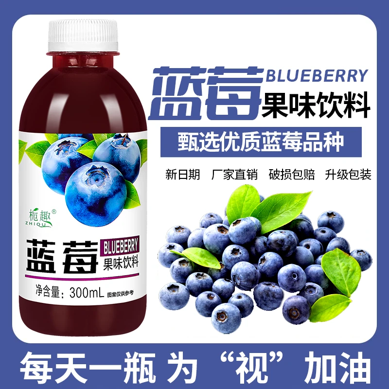 【整箱特价】蓝莓汁果味饮料300ml9瓶装好喝不贵老少皆宜0脂含量