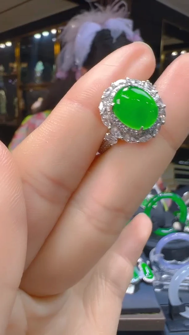 银S925镶嵌戒指翡翠102(多样性发货发其一)