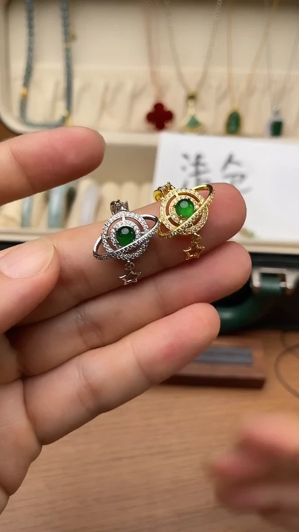 颈饰银S925镶嵌翡翠项链