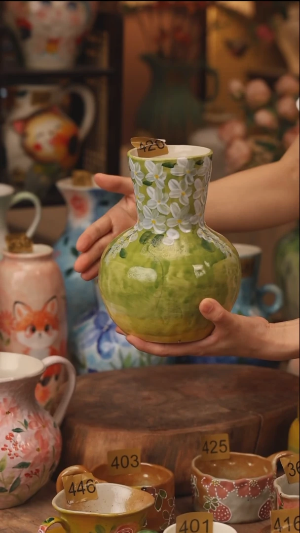 陶瓷景德镇设计师手作花器摆件侘寂风420