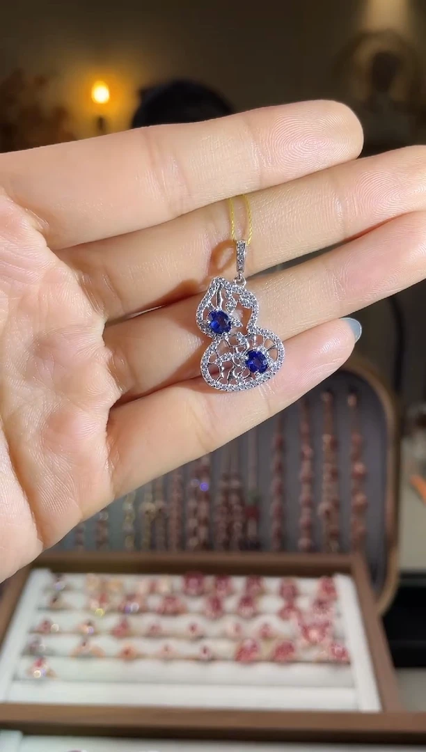 颈饰蓝宝石银S925镶嵌颈饰