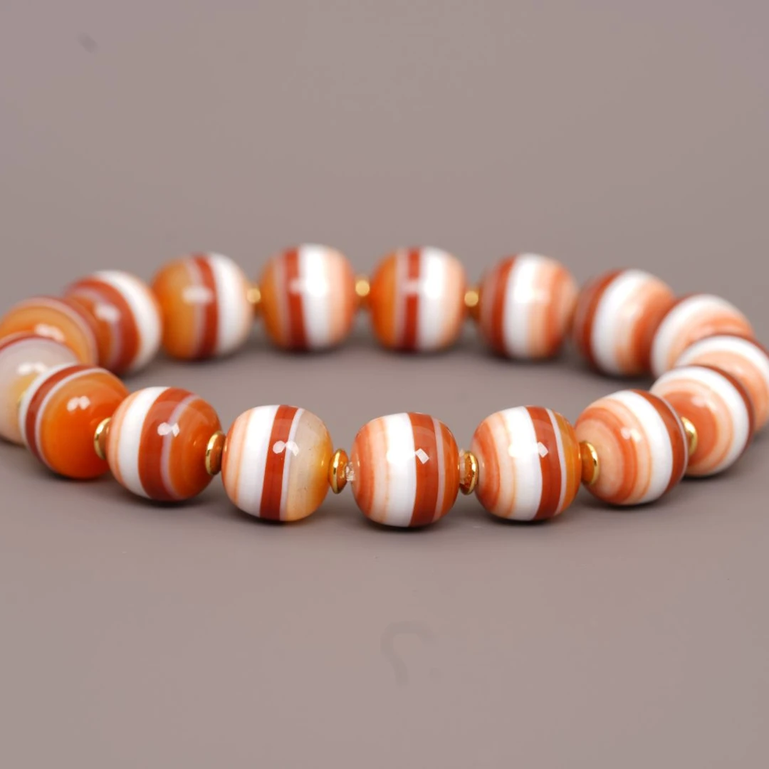 12mm特殊红色反线加宽白线老型一线药师珠玛瑙手链