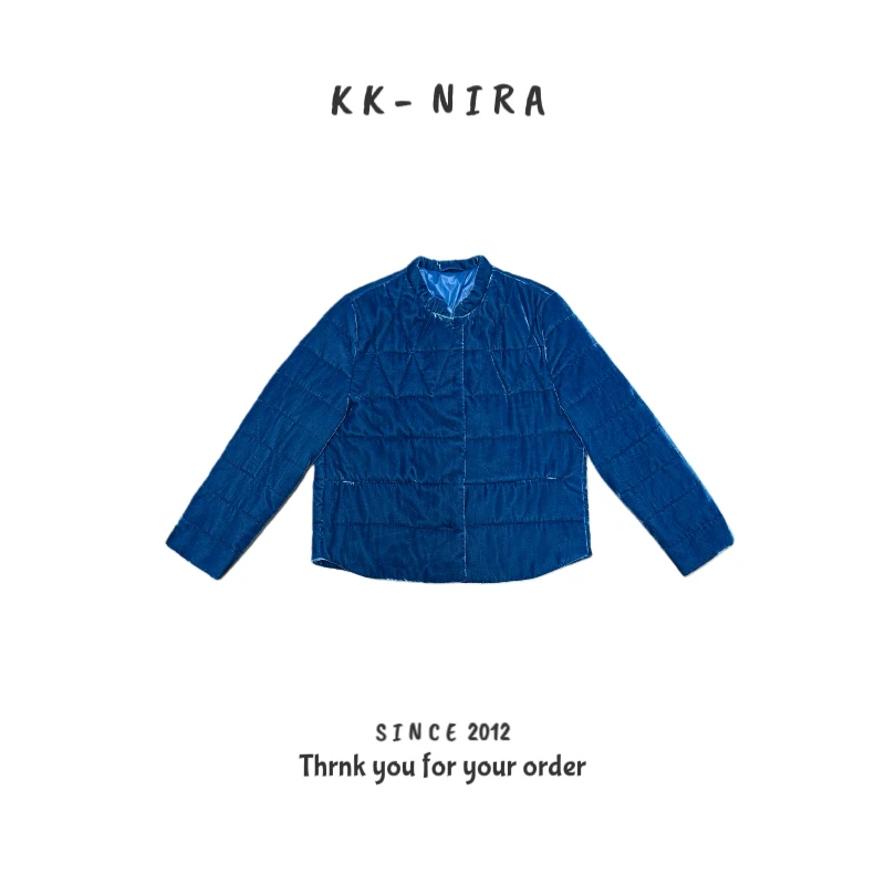 KK-NIRA 新中式保暖桑蚕丝棉服复古港风复古冬季立领休闲外套