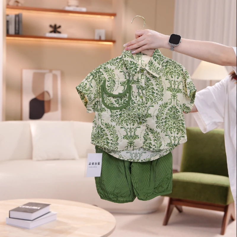 【现货】夏季男童绿色森系款套装装帅气款套装TZ4C190