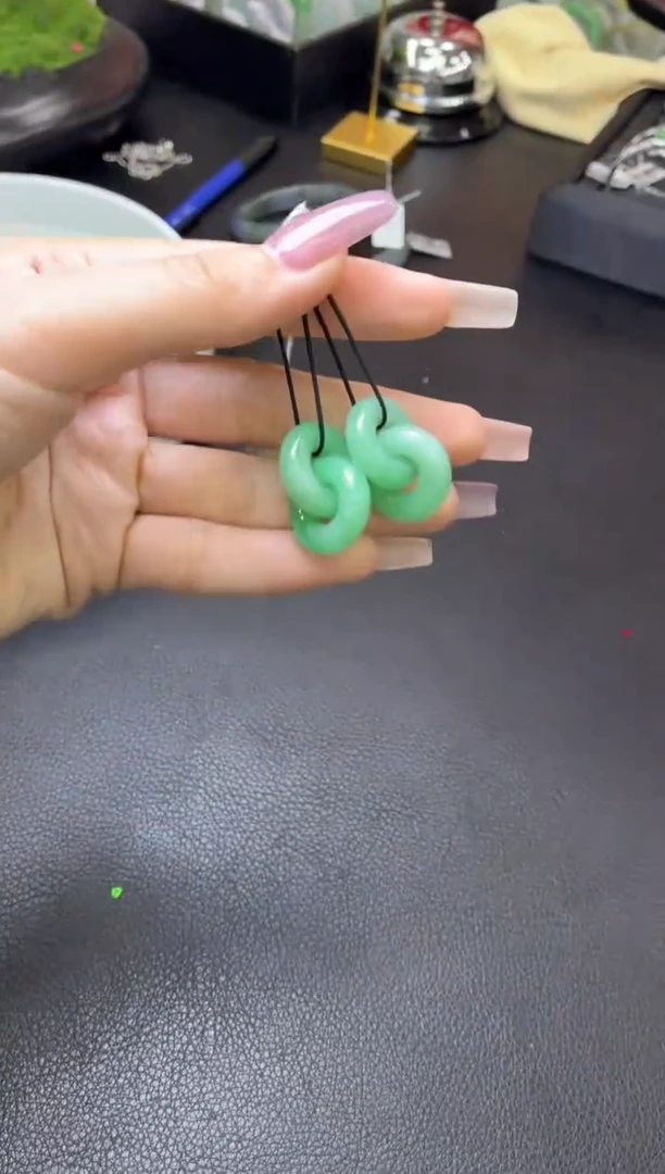 吊坠(不含链)未镶嵌翡翠吊坠 双环扣一对
