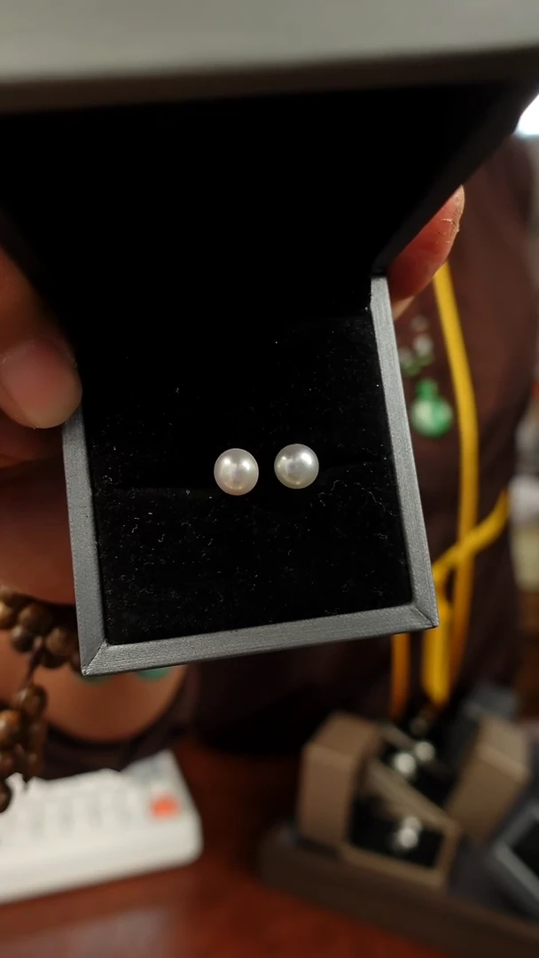 银S925镶嵌耳饰淡水珍珠裸珠