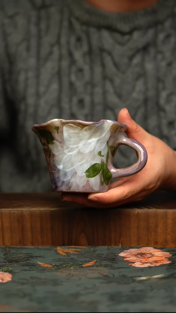 杯釉下彩手工手绘同款陶器