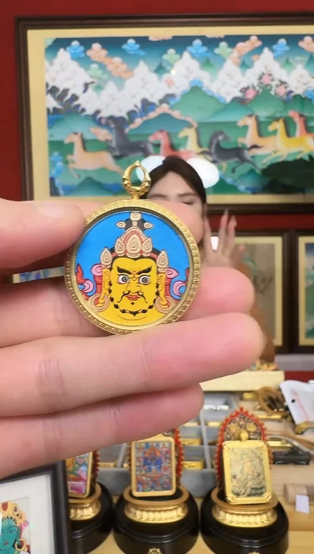 吊坠黄财神-热贡纯手绘周毛