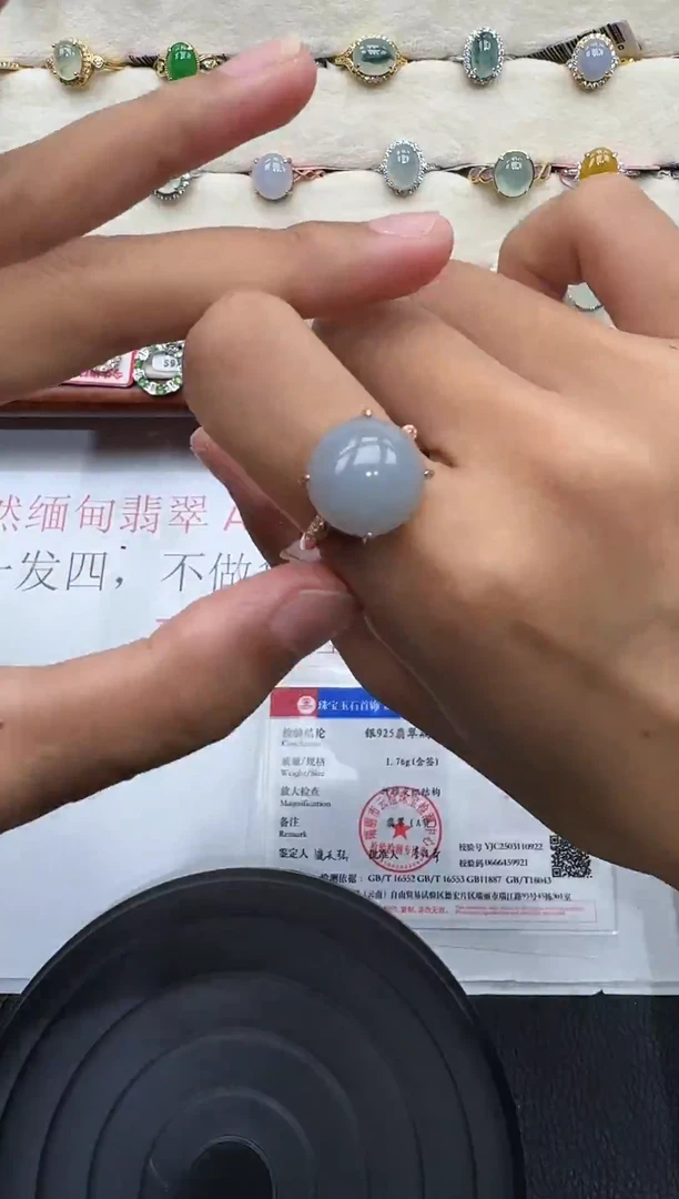 翡翠戒指银S925镶嵌戒指31