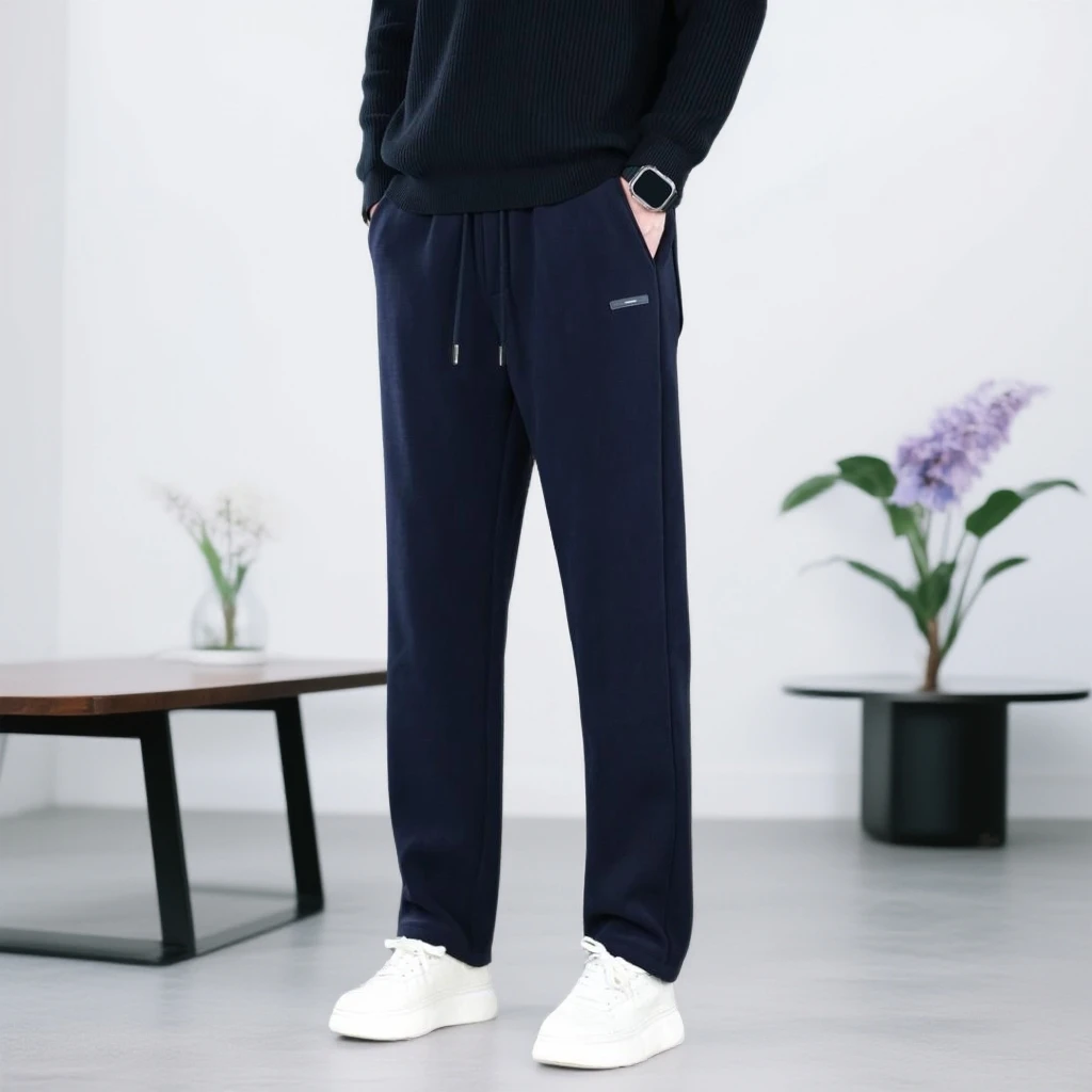 MODEK KODEK秋冬季加绒直筒裤男士2025时尚潮流宽松商务运动长裤