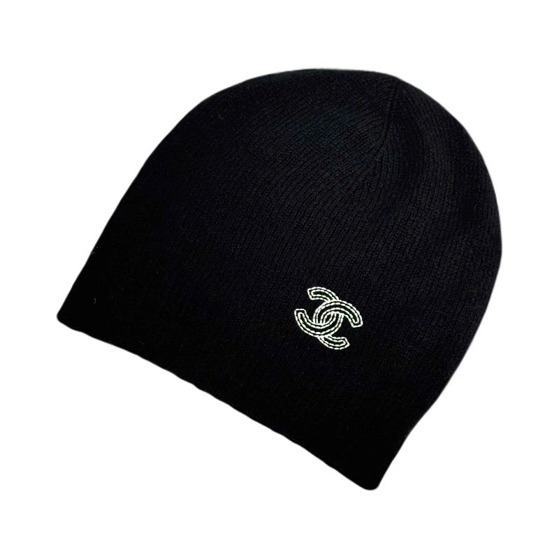 99新 Chanel/香奈儿 25C刺绣双C logo黑色羊绒冷帽
