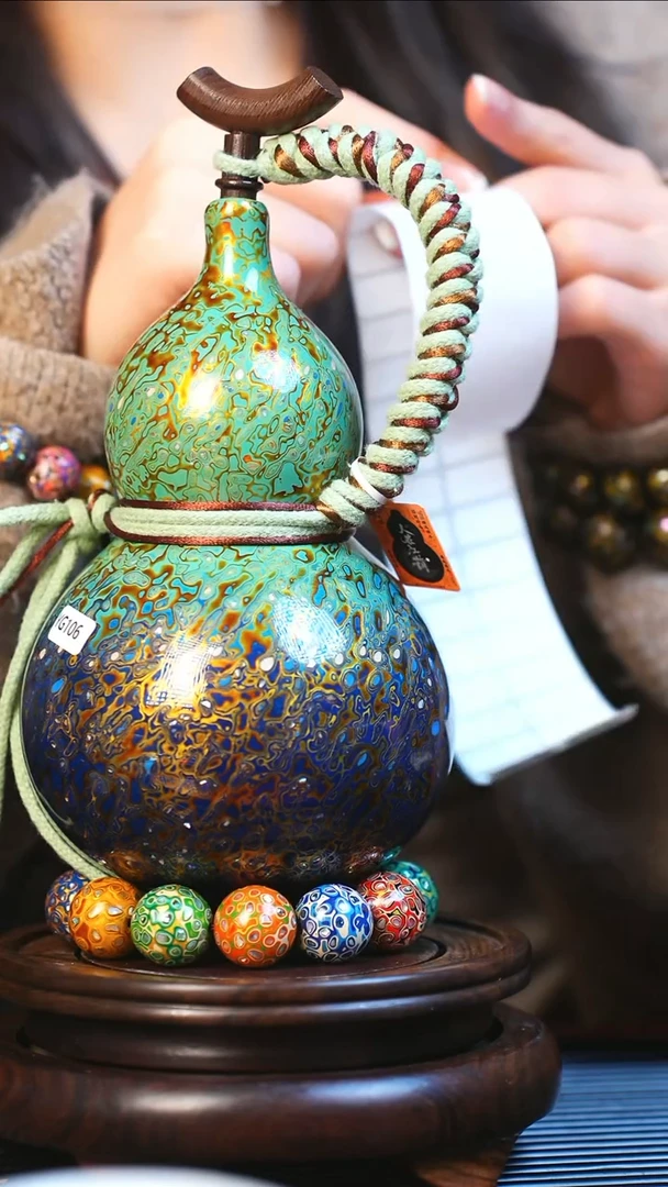 【闪购商品】JK067漆艺酒葫芦不包手串及旋转底座