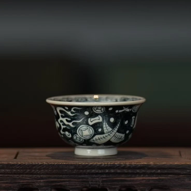 元真临古丨蜜色釉地皮杂宝小压手 60ml 景德镇瓷器