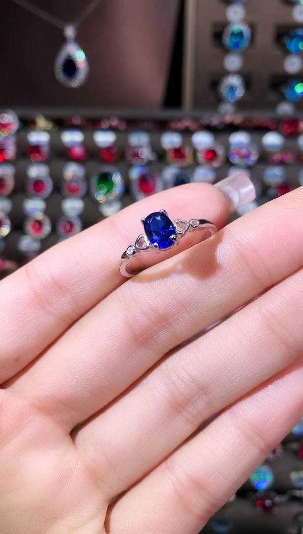 戒指蓝宝石未镶嵌57银色