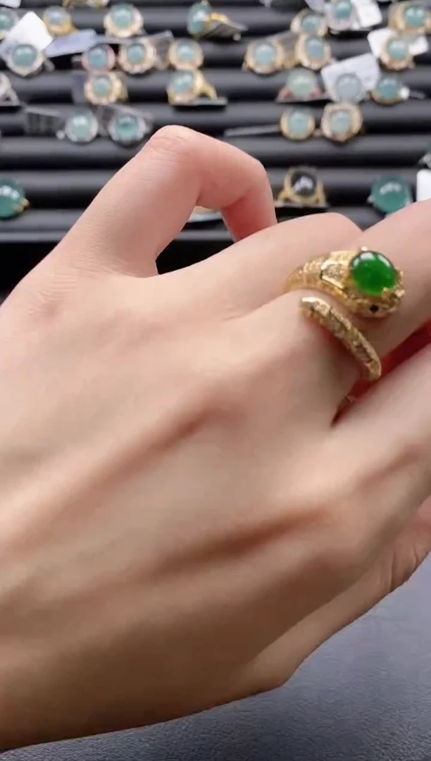 【闪购商品】翡翠戒指银S925镶嵌5151-15