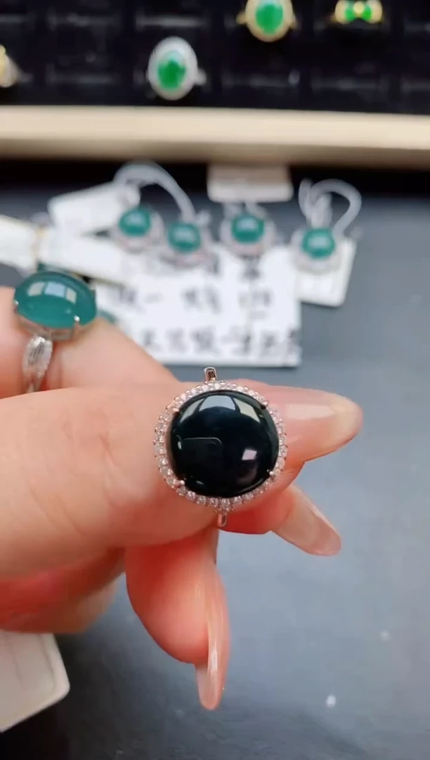 翡翠戒指银S925镶嵌550550