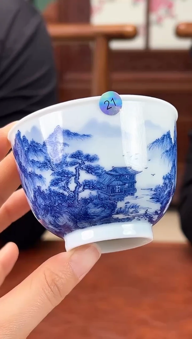 【闪购商品】杯子青花山水主人杯18