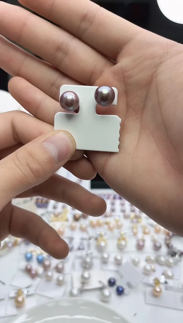 未镶嵌耳饰淡水珍珠紫珠耳饰素钉（多样性发一）