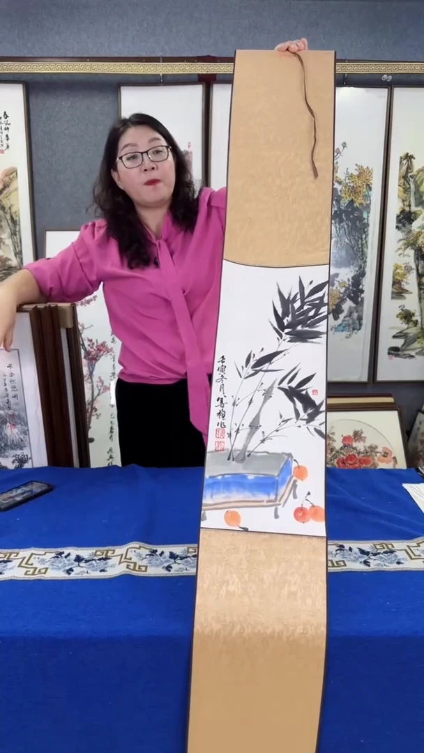 国画手绘卷轴 20*150