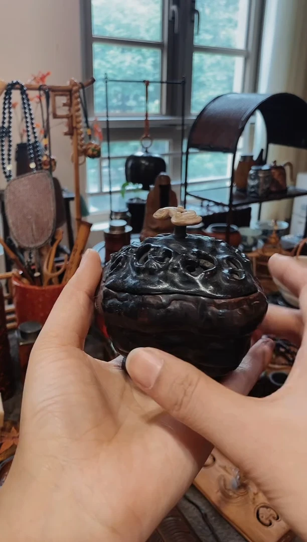 竹竹根灵芝造型香炉