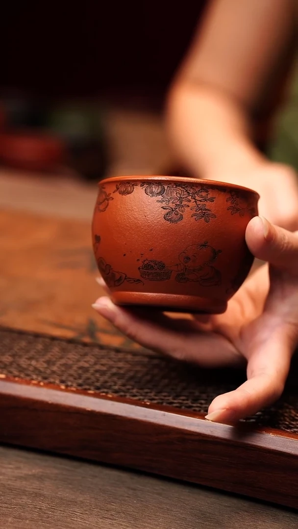 茶杯紫砂宜兴原矿紫砂 全手工全原矿