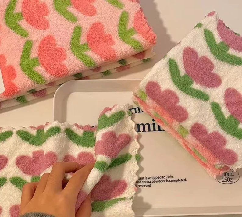 水洗清洁厨房擦手巾擦手巾吸水可爱方巾易清洁洗脸巾