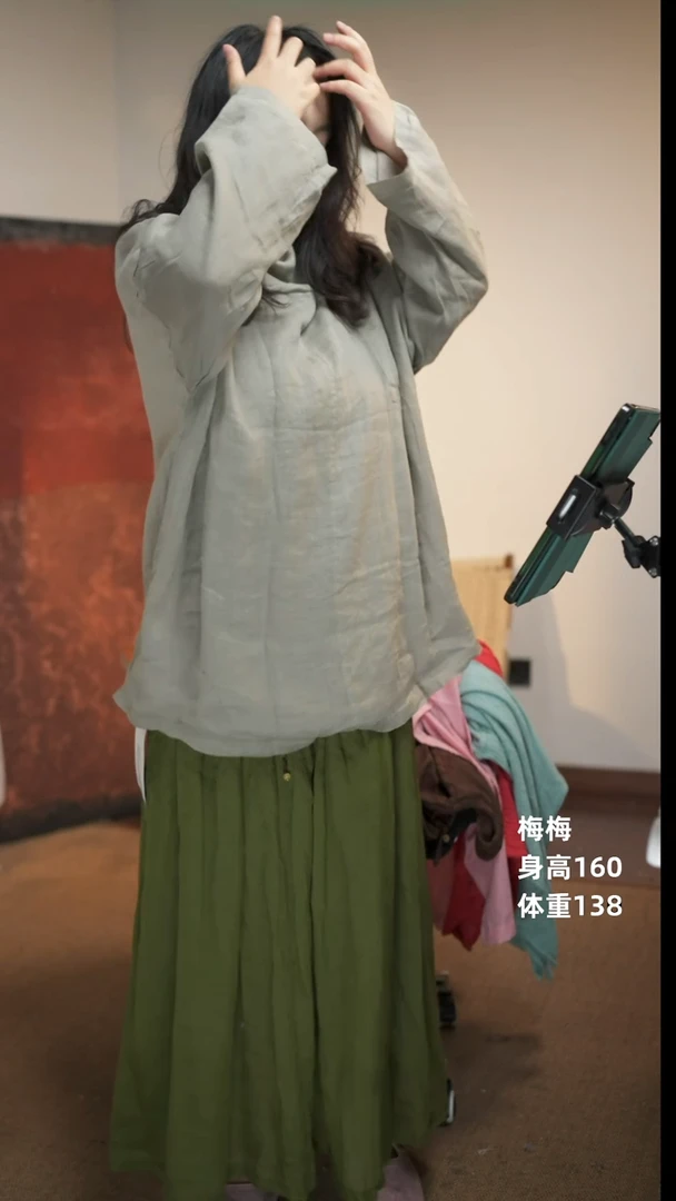苎麻灰色双层上衣