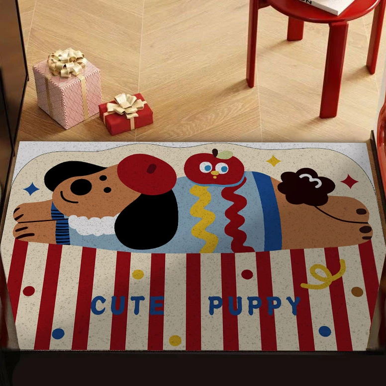新款可爱卡通小狗入户门地垫大门口地垫蹭土蹭灰防滑耐刮丝圈脚垫