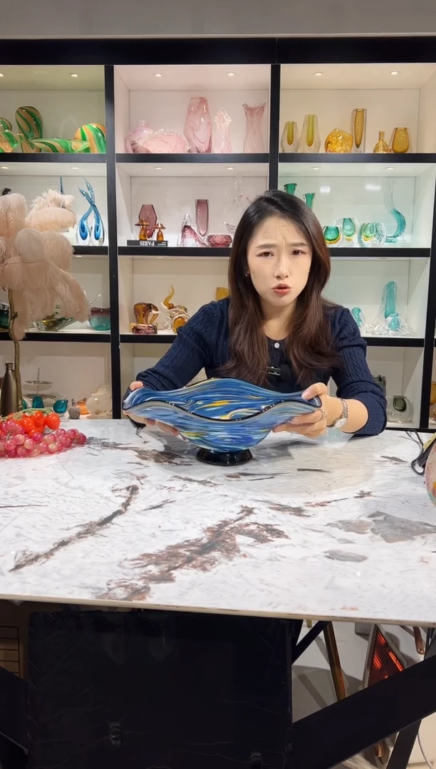 蓝色星空油画果盘