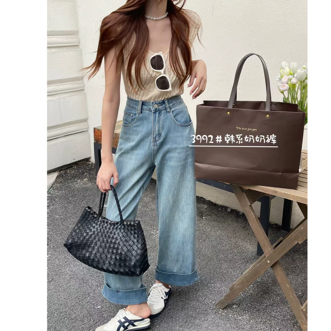 王永家~夏季新款弹力软牛仔直筒奶奶裤3992