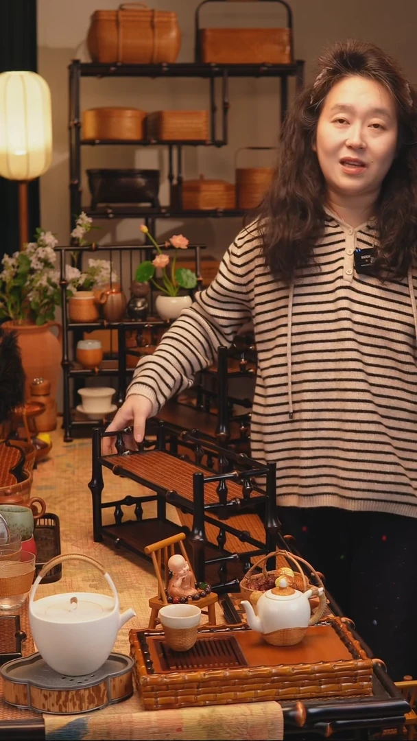 云迹 杯架(40二层)筇竹+竹编