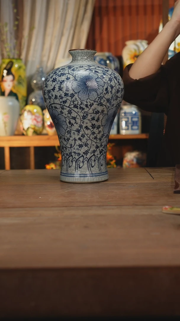 瓶 景德镇设计师釉下手绘陶瓷花瓶