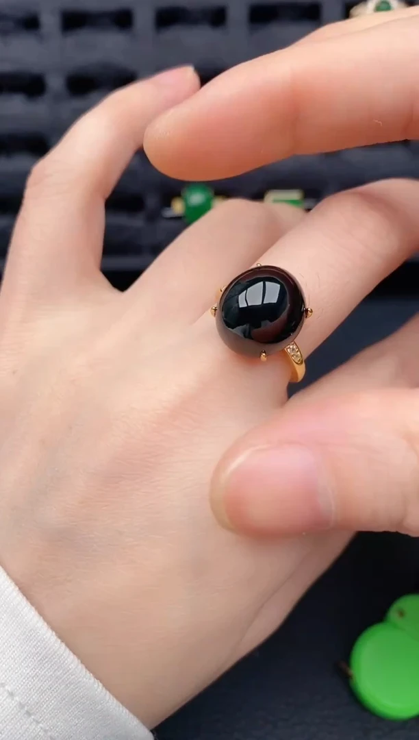 银S925镶嵌戒指翡翠天然a货翡翠311