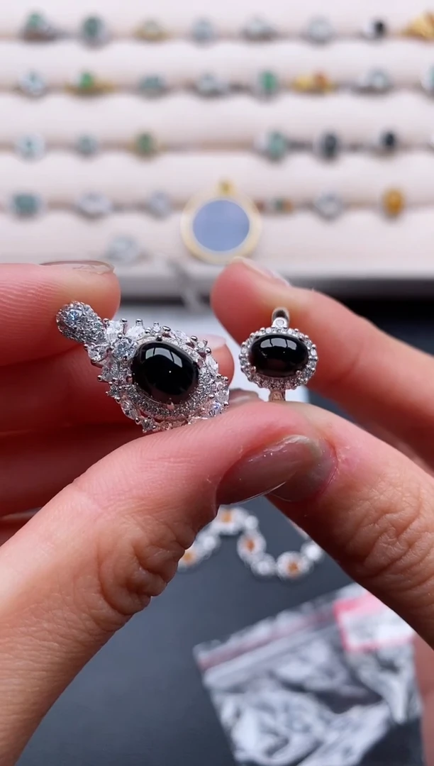 银S925镶嵌戒指翡翠6666666+1